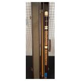 Two-Piece Pool Cue with Decorative Designs and Cas
