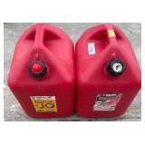 Two 5-Gallon Red Plastic Gasoline Cans