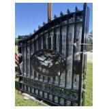 Black Wrought Iron Double Gates, Deer Design
