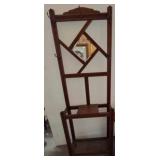 Wood Hall Tree With Mirror and Hooks