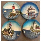 4 Ceramic Lighthouse Wall Plates