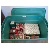 Hallmark Ornament Boxes in Storage Bin