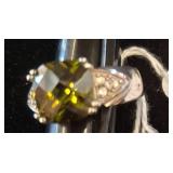 Sterling Silver Ring with Green Gemstone