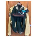 Green Varsity Jacket with Adidas Shoes