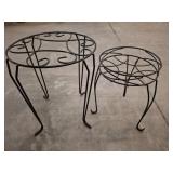 Two Metal Plant Stands with Curved Designs