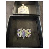 Sterling Silver Ring with Colored Gemstones
