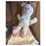 Patchwork Bear and Floral Knit Blanket