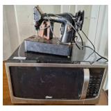 Vintage Sewing Machine and Oster Microwave Combo