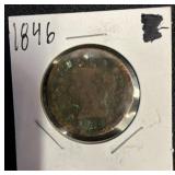 1846 Large Cent in Cardboard Holder