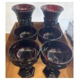 Ruby Glass Vases and Dessert Cups