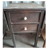 Wooden Drop-Leaf Table with Two Drawers