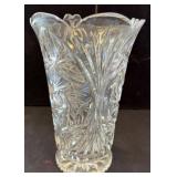 Cut Glass Vase with Floral and Geometric Design