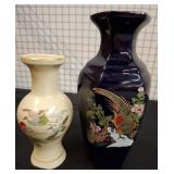 Decorative Ceramic Vases with Bird Motifs