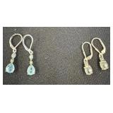 Two Pairs Sterling Silver Drop Earrings