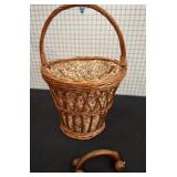 Wicker Basket with Printed Fabric Liner