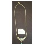 Sterling Silver Aquamarine Scroll Necklace