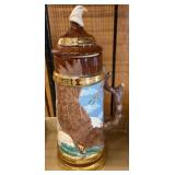 Ceramic Beer Stein with Bald Eagle Motif