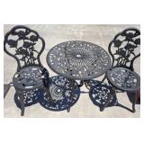 Cast Aluminum Patio Bistro Set with Floral Design