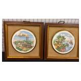 Two Framed Sungott Art Studios Porcelain Plaques