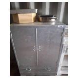Metal Storage Cabinet with Contents