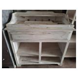 Distressed White-Wood Cabinet With Shelves
