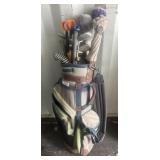 Daiwa Golf Bag With Assorted Clubs and Accessories