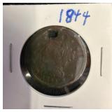 1844 US Large Cent Coin in Holder