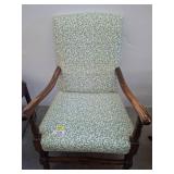 Wood Armchair with Patterned Upholstery