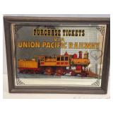 Framed Union Pacific Railway Glass Sign
