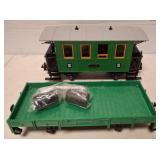 Green LGB Train Cars with Accessories