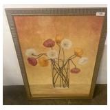 Framed Floral Artwork with Poppy Design
