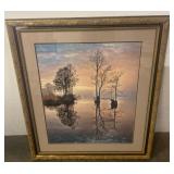 Framed Landscape Photograph with Gold-Tone Frame