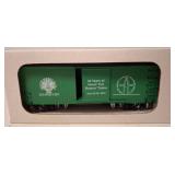 Green Metal Box Car with Commemorative Design