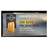 PPU Handgun Line .380 Auto FMJ Ammunition