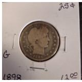 1898 Barber Quarter in Card Holder