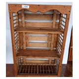 Wooden Slatted Shelf Unit with tied wire
