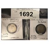 1937 British Sixpence & 1944 India 1/4 Rupee Coins