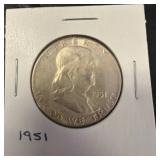 1951 Franklin Half Dollar Coin