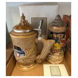 Two Ceramic Beer Steins, Avon and Scenic