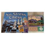 No Stress Chess and 1000-Piece Puzzle Lot