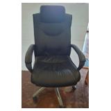 Black Faux Leather Office Chair on Casters