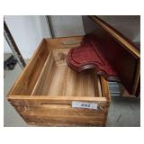 Wood Storage Box with Rope Handles and Script Deco