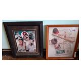 Two Framed Baseball Memorabilia Displays