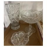 Cut Glass Tableware Including Vase and Dish Set