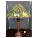 Stained Glass Table Lamp with Leaf Motif Shade