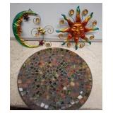 Metal Wall Art and Mosaic Tabletop Set