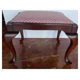 Wood Stool With Patterned Upholstered Seat