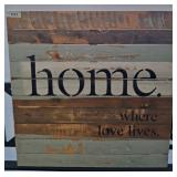 Reclaimed Wood Wall Art with Home Text