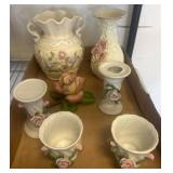 Ceramic Floral Vases and Candleholders Assortment