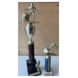 Two Surfing-Themed Trophies with Metal Figures